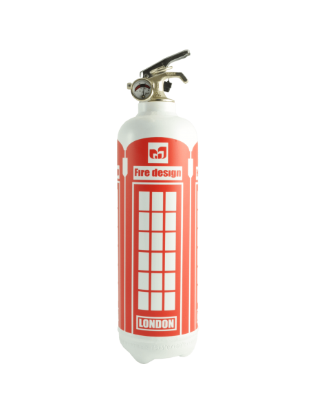Fire extinguisher design London white red
