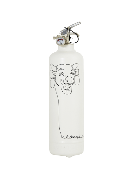 Extincteur design Vache qui Rit Dessin blanc