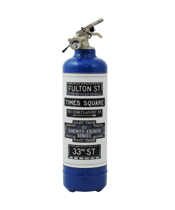 Designer fire extinguisher MTA Address blue