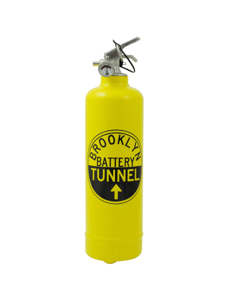 Designer fire extinguisher MTA Brooklyn Tunnel yellow