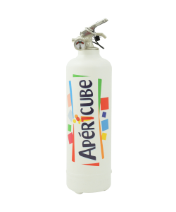 Designer fire extinguisher kitchen Apericube logo white