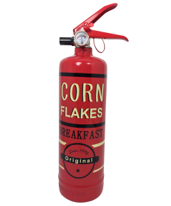 Fire extinguisher design Corn Flakes yellow