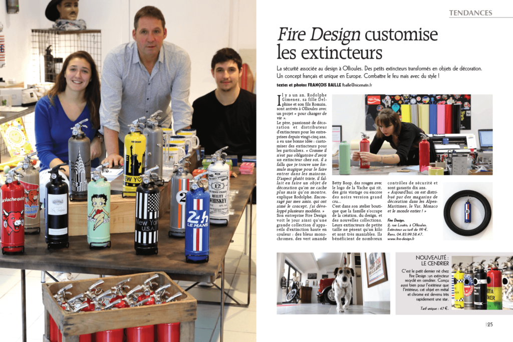 extincteurs Fire design dans Nice matin